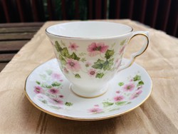 Vintage pink flower pattern Bone China Queen Anne English tea cup with saucer