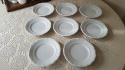 Old white Zsolnay small plate, cake plate 8 pcs.