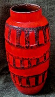 Vintage láva vörös nagyméretű kerámia váza jelzett