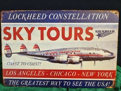 Repülő gépes dekorációs  Vintage fém tábla ÚJ! (3)