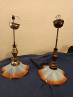 Copper lamp body with a glass shade with wavy edges