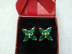 Gold-plated silver earrings with green onyx stones
