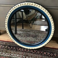 Old ikea volda wall mirror in bicycle rubber wheel frame from 1999