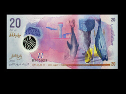 UNC - 20 RUFIYAA - MALDÍV SZIGETEK - 2015 (olvass!) Ablakos polieszter bankjegy!