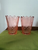 Pair of thick-walled pink glass vases