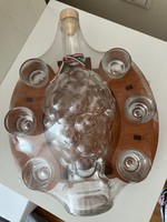 Pálinka serving set glasses with grape-shaped glass