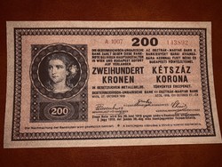 200 Korona 1918 okt.27 Wien-Budapest UNC MÁSOLAT
