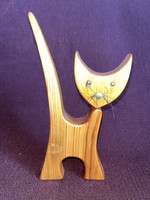 Retro wooden cat statue ornament