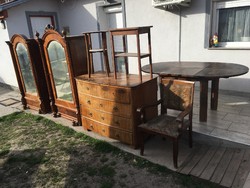 Antique furniture to be renovated is sold together.