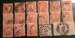 18 colorful numbered 5kr rare stamps
