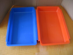Pair of blue and red plastic bowls