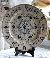 Antik, családi pecsétes, nagy méretű Zsolnay fajansz lapos tányér