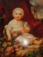 Neugebauer, Josef (1810 - 1895) Mária Terézia virágokkal, 1846 festmény!