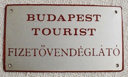 Budapest Tourist Fizetővendéglátó , alumínium tábla 14 x 8 cm