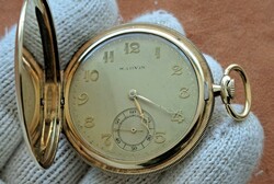 Gold pocket watch Marvin (Swiss) for sale! 14 carat gold, it works!