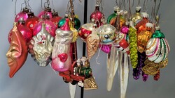 40 old Christmas tree decorations together