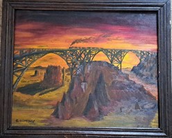 Russian painter: railway viaduct