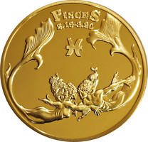 Gold-plated horoscope medal - Pisces