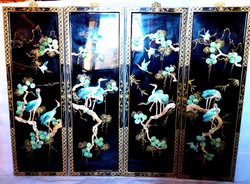 A four-part wall picture with an oriental shell inlay