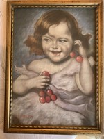 Ferenc Dallos (1928-2001) little girl with cherry