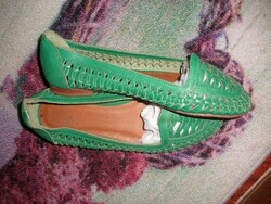 Zöld balerina cipő, 37-es bőr