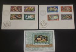 World Hunting Exhibition 1971- block and series of stamps on fdcs