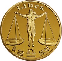 Gold-plated horoscope medal - scales