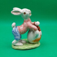 Antique ceramic bunny figurine painting Easter eggs