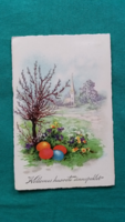 Antik húsvéti képeslap, futott
