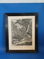 Hunting scene lithograph der sommer/ the summer j.E. After the etching by Ridinger