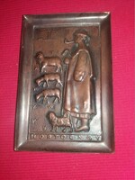 Old picture gallery industrial artist copper small wall picture / plaque hortobágy 15 x 8 cm according to the pictures