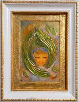 Gentle breeze and sunshine. 26X18cm external size, enamel with gold, miniature. From an award-winning artist