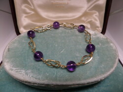 Gold bracelet / bracelet with amethyst balls