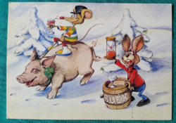 Christmas greeting card, drawing: János ant