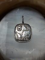 Taurus - zodiac sign - Russian silver pendant