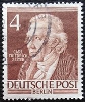 BB91p / Németország - Berlin 1952 Híres Berliniek I. bélyegsor 4 Pf. értéke pecsételt