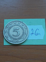 Yugoslavia 5 dinars 1974 copper-zinc-nickel 26