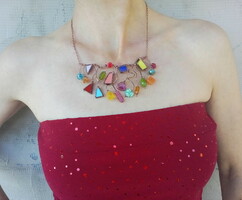Spectacular necklace made of colored glass and colored glass beads