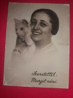 Antik fotó :Szeretettel Margit néni Halmi fotó műhelyéből képeslap méret a képek szerint