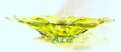 Large serving bowl in yellow-green crystal glass