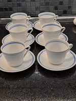 Retro Alföldi porcelán teás csésze világos kék arany csíkos