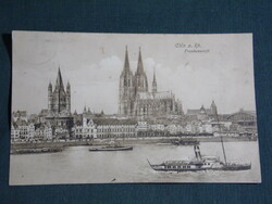 Postcard, Germany, Cologne. Rh. Frankenwerft, view, steamship, 1909