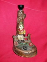 Antique ceramic table lamp hummel figure sitting under an apple tree 24 x 10cm as shown in pictures
