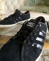Adidas 40.5, vintage, neo label black sneakers, canvas indoor shoes