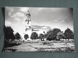 Képeslap,Postcard, Kapuvár Rk. templom látkép részlet,1973