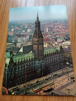 Németország, Hamburg, tanácsháza, villamos, postatiszta