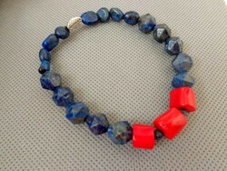 Lapis and coral bracelet