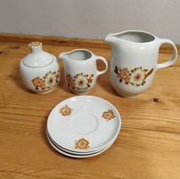Alföldi retro icu pattern porcelain sugar bowl, coffee, cream, saucer