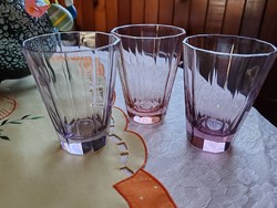 Moser, or moser-style flat glass glasses, 3 pieces together