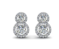 4.15Ct vvs1 h genuine round double stone moissanite diamond 925 sterling silver earrings